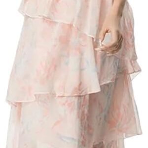 Summer Bohemian Elegant Beach Vacation Dresses Cascading Ruffle Chiffon Maxi Dress Women Casual Floral Print Flowing Long Skirt(XX-Large)